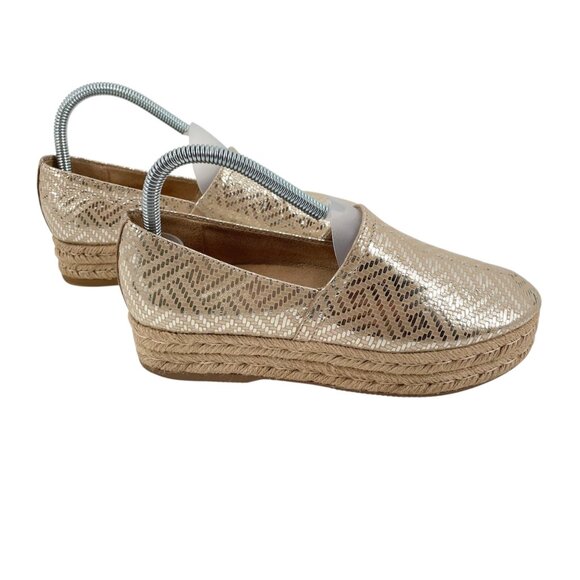 Naturalizer Thea 3 Metallic Shimmer Gold Leather Slip On Espadrilles Womens 7M - Picture 3 of 9